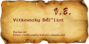 Vitkovszky Bálint névjegykártya
